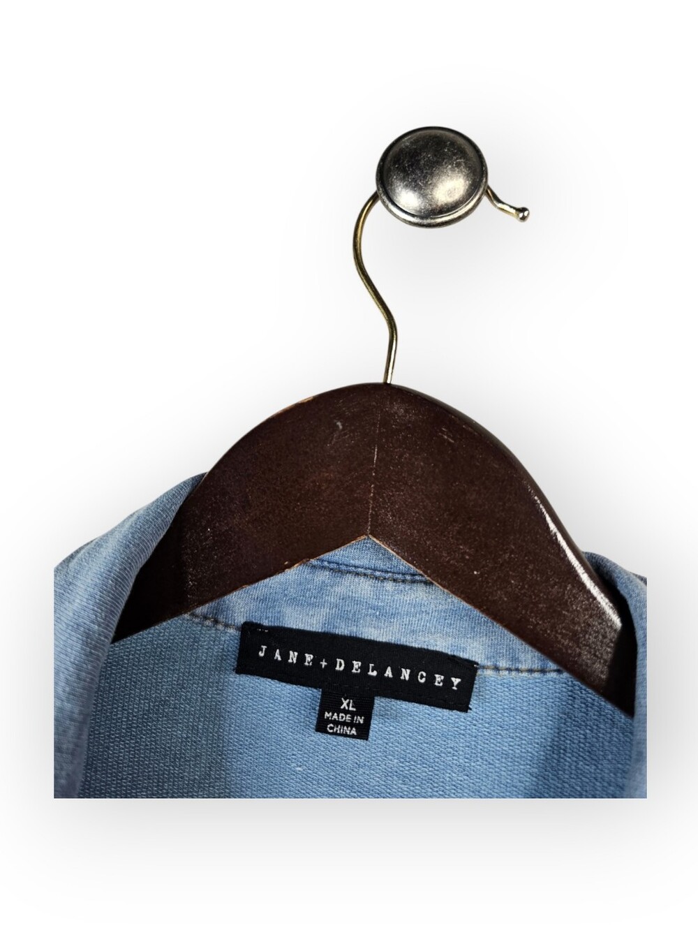 Jane + Delancey Women's XL Light Wash Denim Knit Western Button Front Shirt - Picture 4 of 5